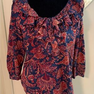 Ralph Lauren Navy and Crimson Paisley Blouse